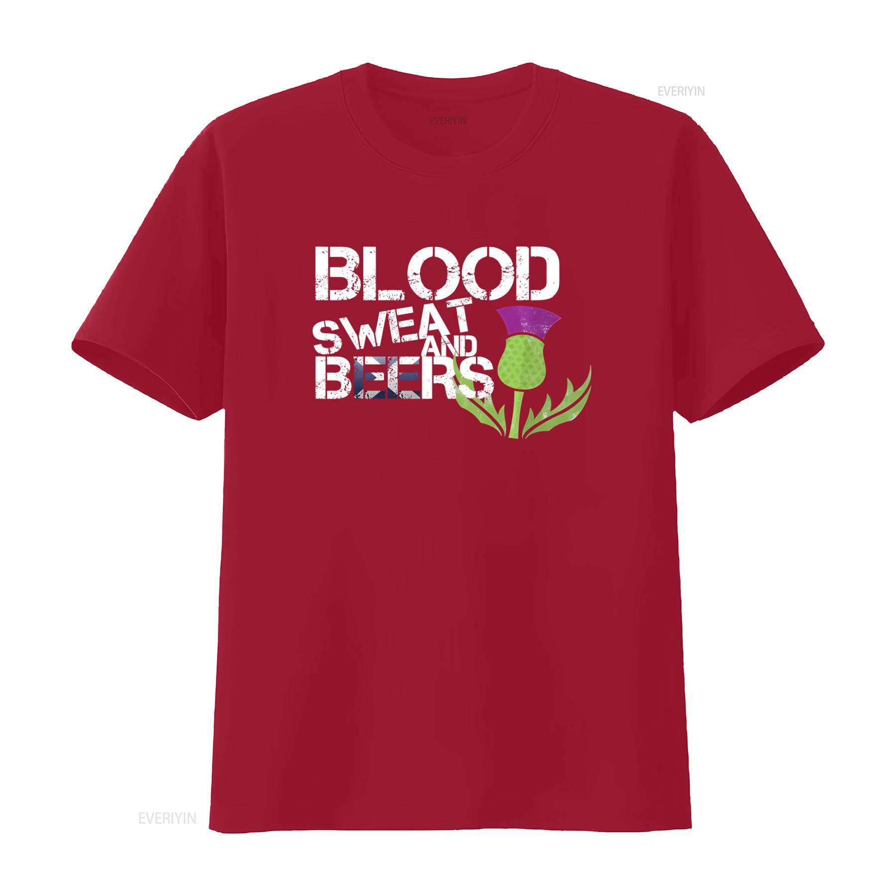 Blood Sweat And Beers Scotland Scottish Rugby Mens Boys T Shirt Top with Thistle Design vintage Washed Soft graphic S