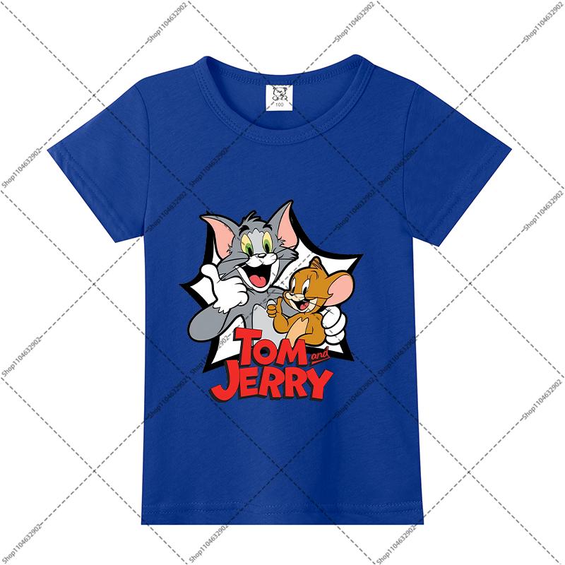 Tom and Jerry Cute T-shirts Cartoon Anime Pattern Printed Short Sleeve Unisex Summer Clothes Comfortable Breathable T-shirt Gift