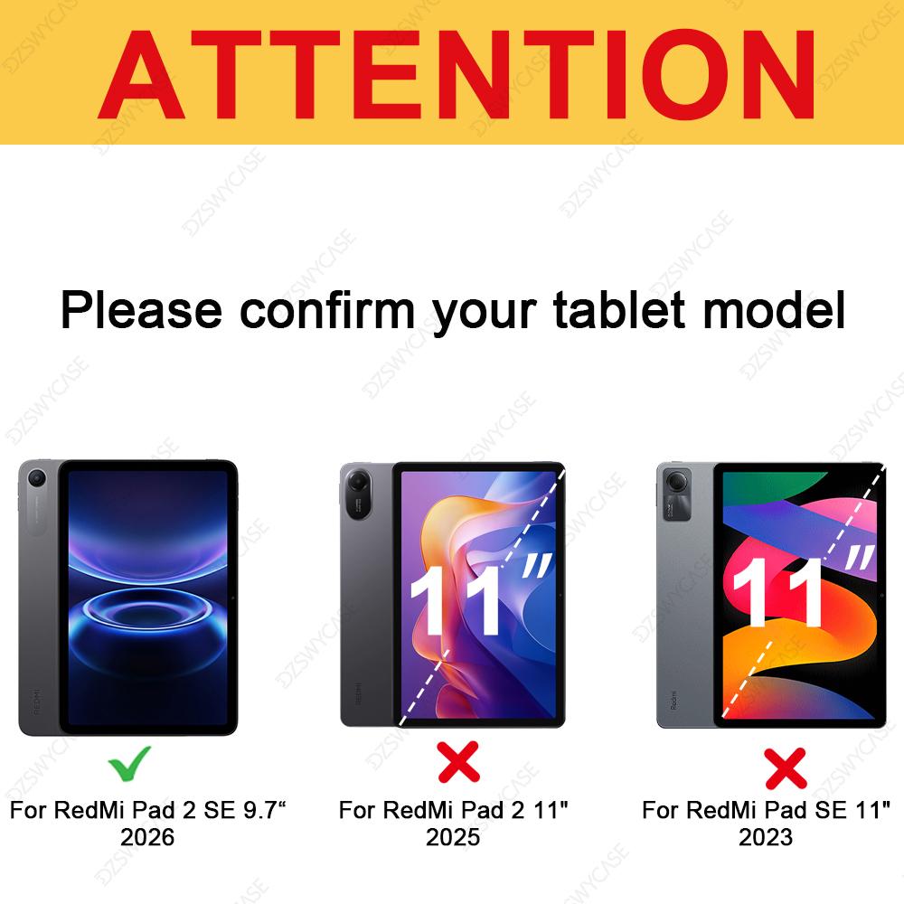 360° Rotation Stand Case for Xiaomi Redmi Pad 2 SE 9.7 inch 2026, with Pencil Holder Acrylic Clear Cover, with Auto Sleep/Wake