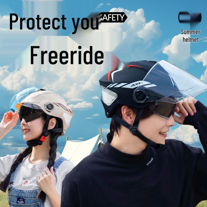 3C Certified Summer Electric Motorcycle Helmet: Sun Protection, Safety, Universal Fit for Men and Women