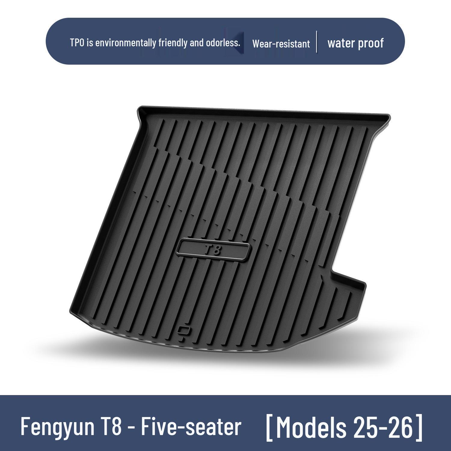 TPE Waterproof Trunk Mat for Chery Fengyun T8 - Customized Car Interior Accessory 100x90