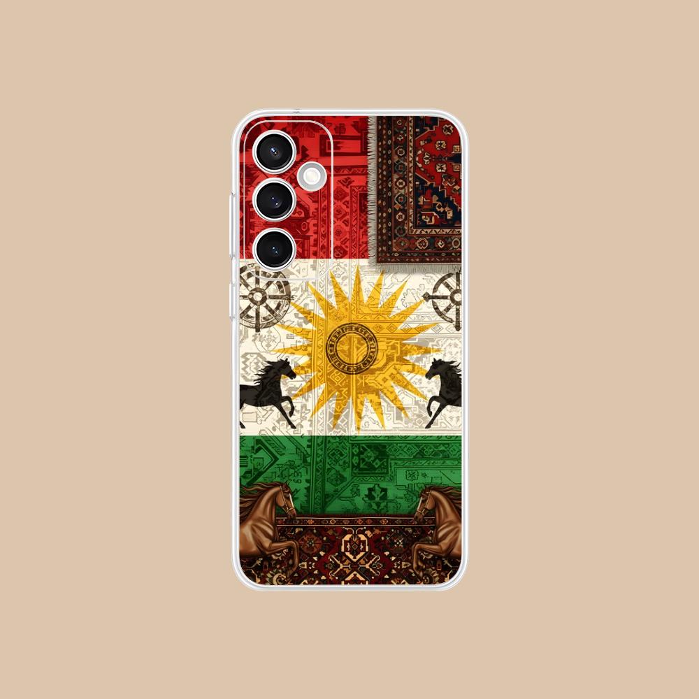 Przezroczyste Etui na Telefon z Flagą Kurdystanu dla Samsung Galaxy S25 S24 S23 S22 S21Plus FE Ultra Kolorowe Pokrowce