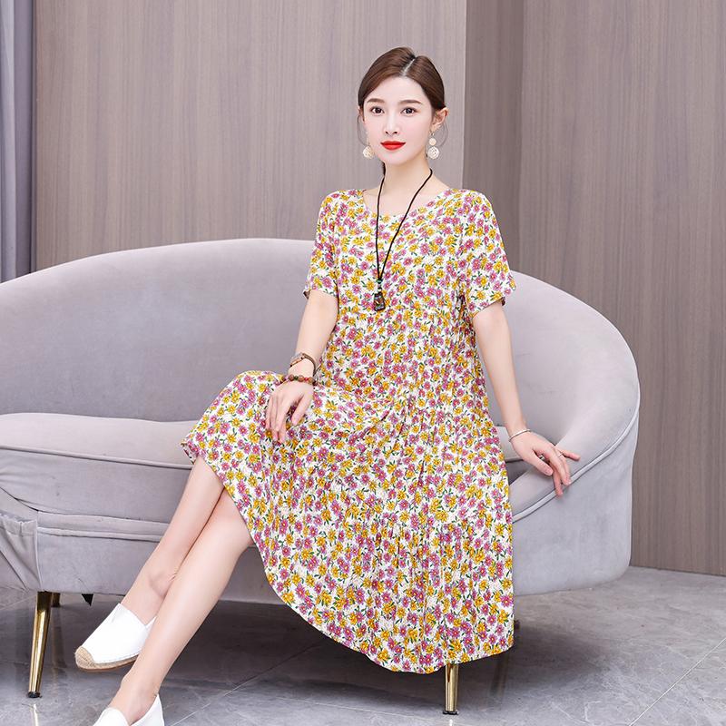 Loose Midi Dress Women Summer O-Neck Elegant Plus Size Dresses Buy cheaply  on Joom