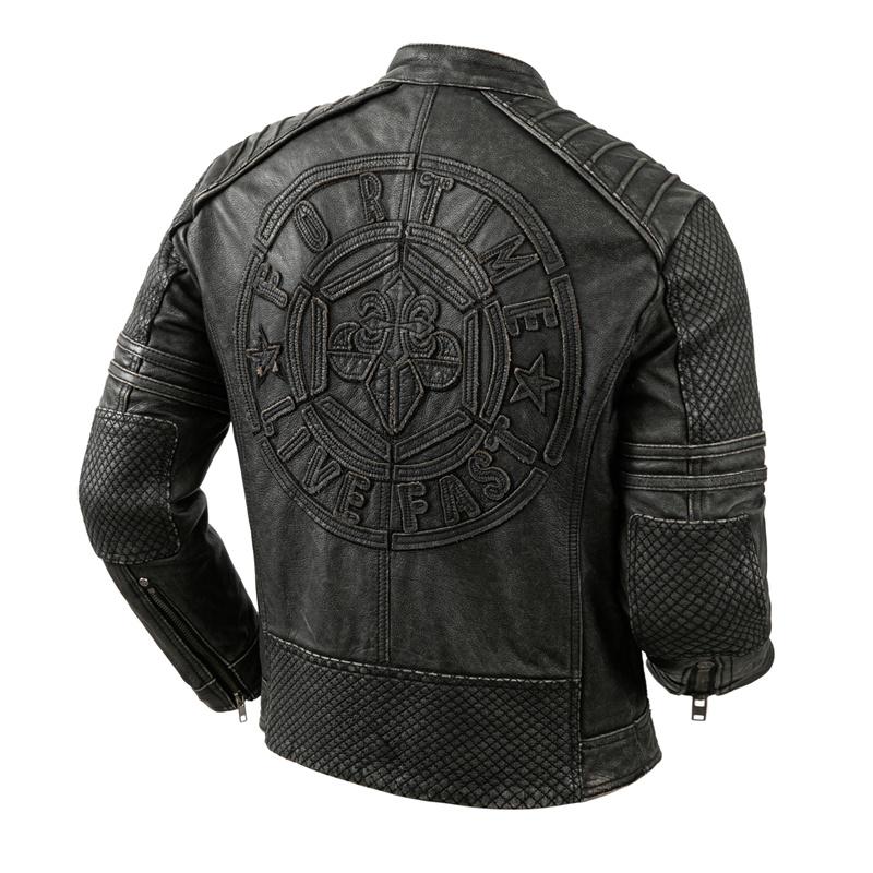 Мужская мотоциклетная куртка из натуральной кожи — фото 3