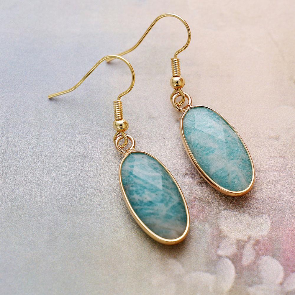 Simple natural stone crystal pendant earrings European and American popular jewelry