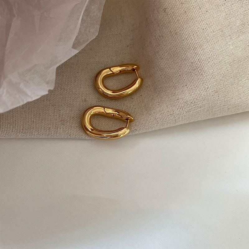 Minimalistisches geometrisches unregelmäßiges Design strukturierte ovale Ohrschnallen stilvoll