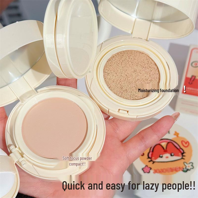 Cartoon Kitten Double Layer Cushion Compact: Oil Control & Long-Lasting Non-Transfer Concealer Foundation.