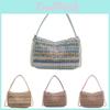 Unique National Style Woven Bag With Pearl Chain Strap Soft Underarm Purse For Daily Wear
