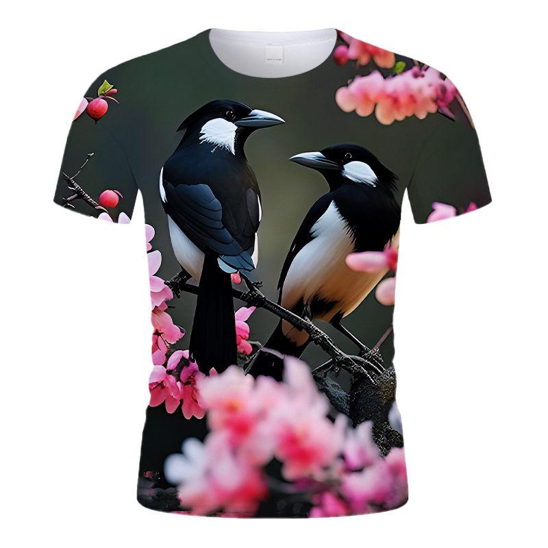

Летняя модная пара с изображением сороки, 3D-принт, короткий рукав, повседневная мода, свободная, красивая, крутая, красивая, простая, личность, молодежь 6XL