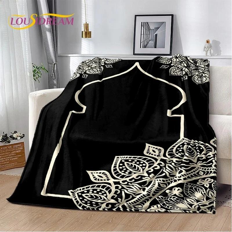 Muslim Islam Prayer Kneeling Poly Mats Mandala Soft Flannel Blanket for Beds Bedroom Sofa Picnic,Throw Blanket for Outdoors Gift
