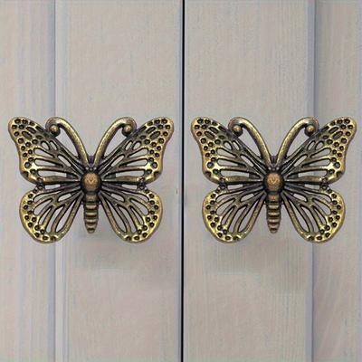 Elegant Bronze 10Pcs Butterfly Drawer Pulls - Decorative Cabinet Handles with Intricate Design - Multi-Component Bundle