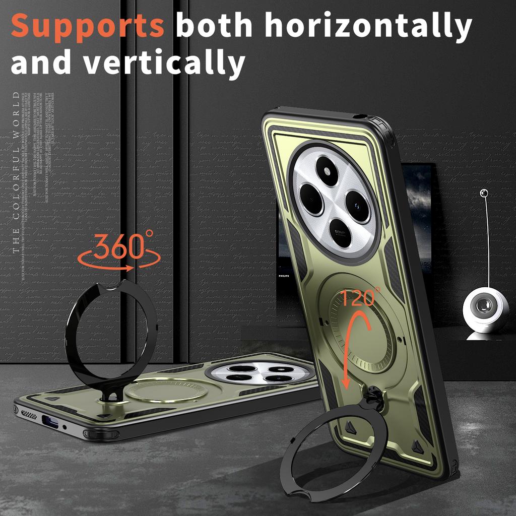 Magnetic Ring Stand Folding Bracket Phone Case For Xiaomi Redmi 14C 13C 12C 12 13 Turbo 4 Pro Dual Layer Bumper Shockproof Cover