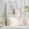 Funda de Cojín Cuadrada de Piel Sintética de Conejo Grande Gruesa Rayada Súper Suave Color Sólido Funda de Almohada 45x45cm Decoración de Sofá Funda de Cojín