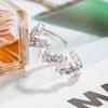 925 Sterling Silver Plated Sun Moon Sunflower Heart Rings for Women Original Flower Wedding Crystal Luxury Jewelry R5375