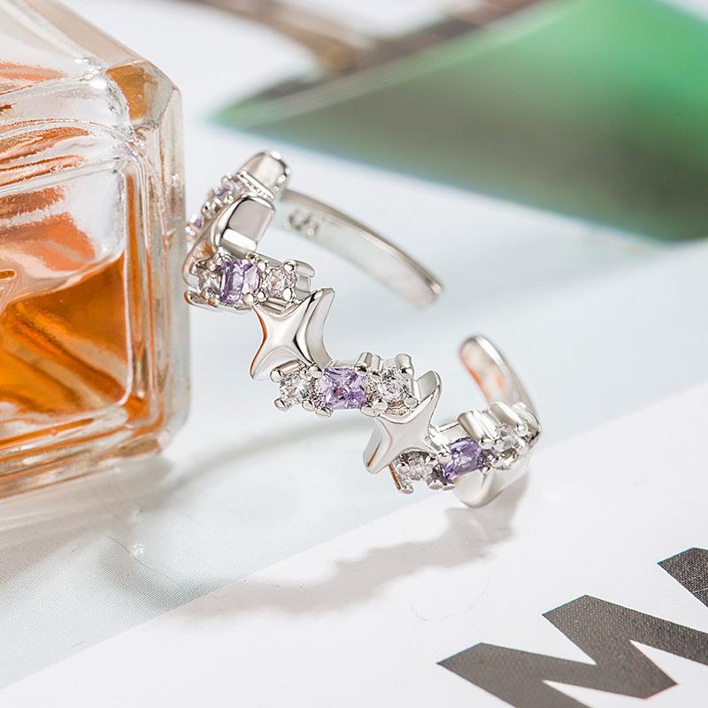 925 Sterling Silver Plated Sun Moon Sunflower Heart Rings for Women Original Flower Wedding Crystal Luxury Jewelry R5375
