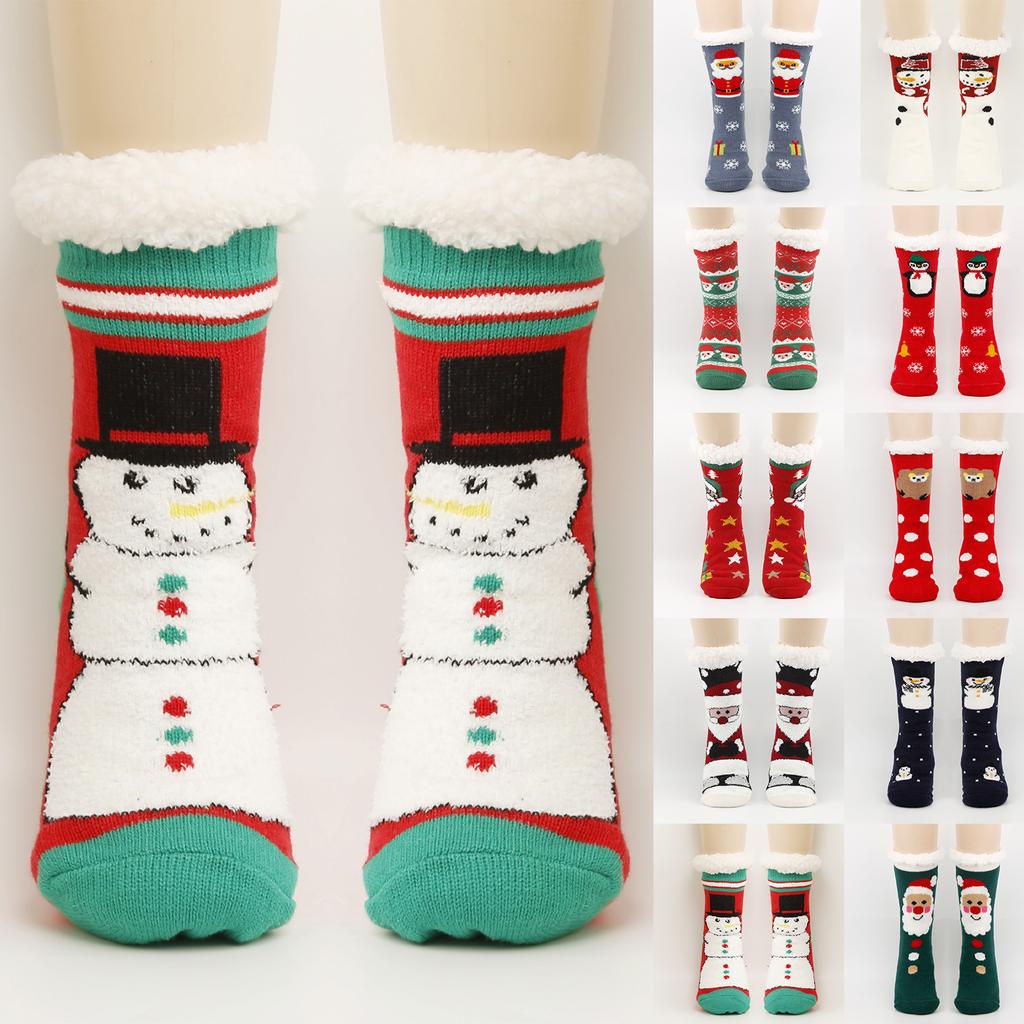 Women's Christmas Socks Floor Socks Snow Boots Thickened Fleece Home Sleep Socks Carpet Sock Covers