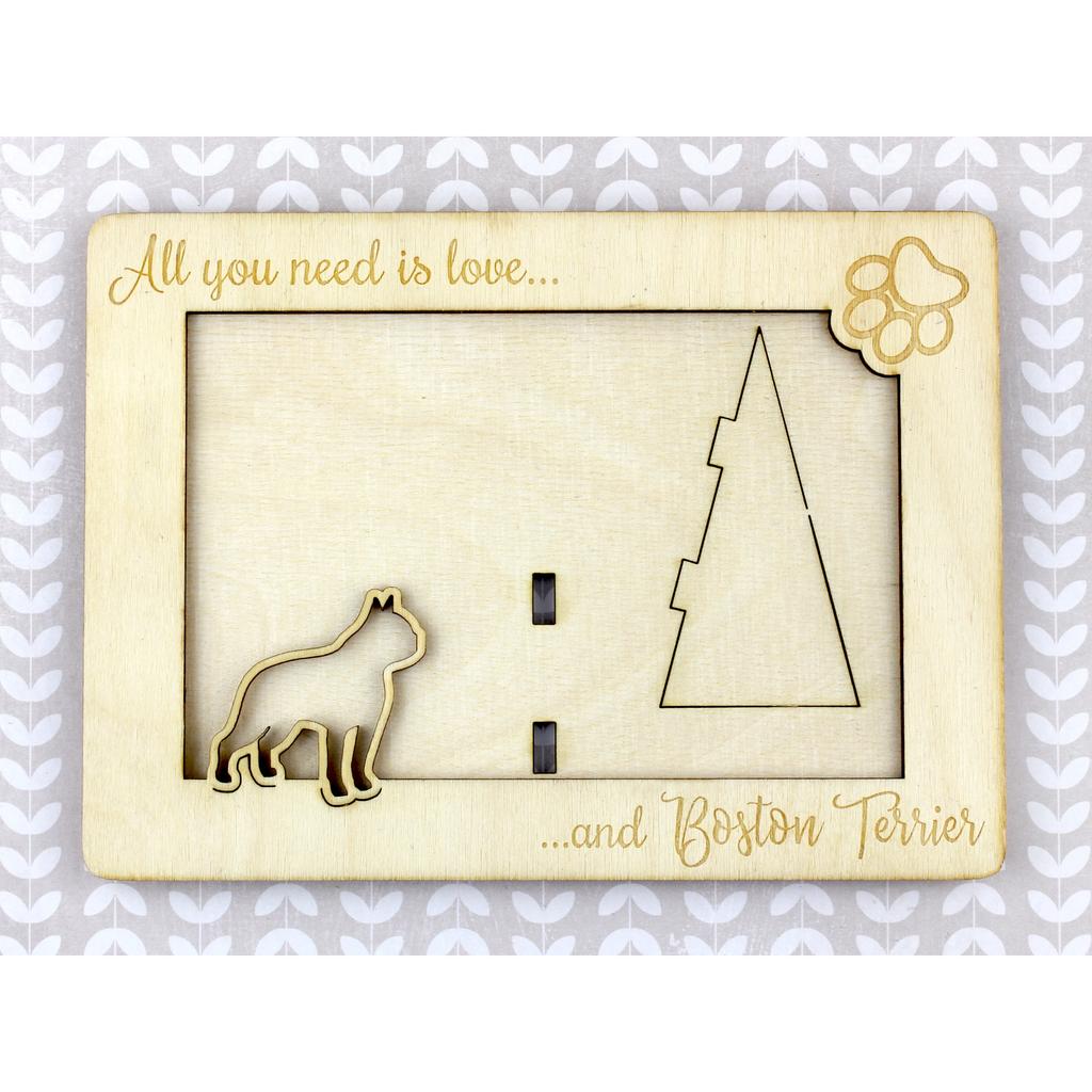 Boston Terrier, American Gentleman - Photo frame, engraved wooden frame, a lovely gadget for the dog lover by Art-Dog