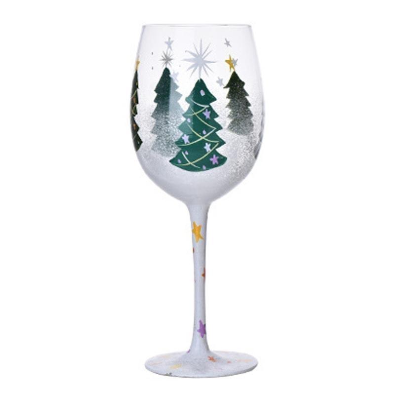 

652F Unique Christmas Themed Beverage Stemwares Sophisticated Champagne Flute High Stemmed Wine Drinking Glass for Parties