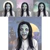 Gruselige Hexenmaske mit langen Haaren – unheimliches Geistergesicht für Halloween-Partys oder Cosplay-Events