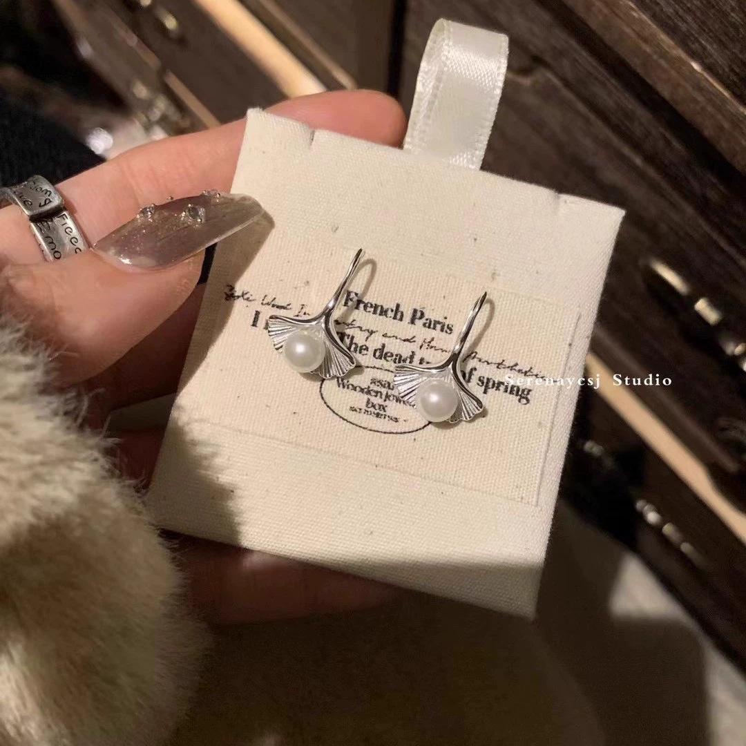 Французские ретро серьги с гинкго билоба женские нишевый дизайн серьги модные серьги для темперамента