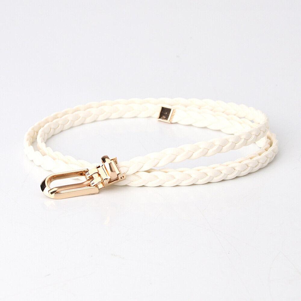 Braided PU Leather Belt Women Thin Waist Belt Dress Coat Decorative Waistband