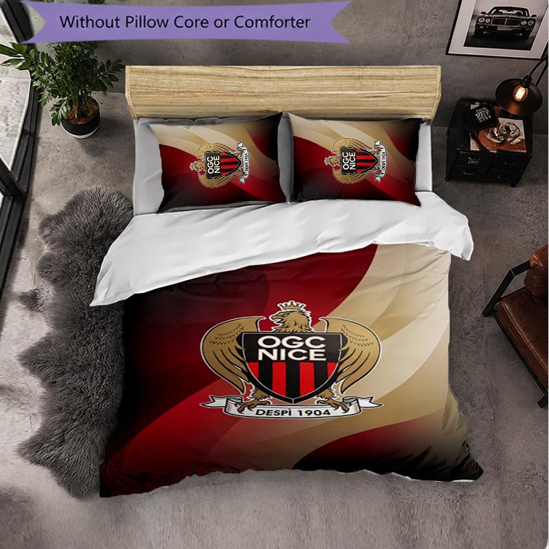 OGC Nice FC Themed Bedding 3Pcs Duvet Cover Set Decorative Bed Linen For Teen Room Home Decoration