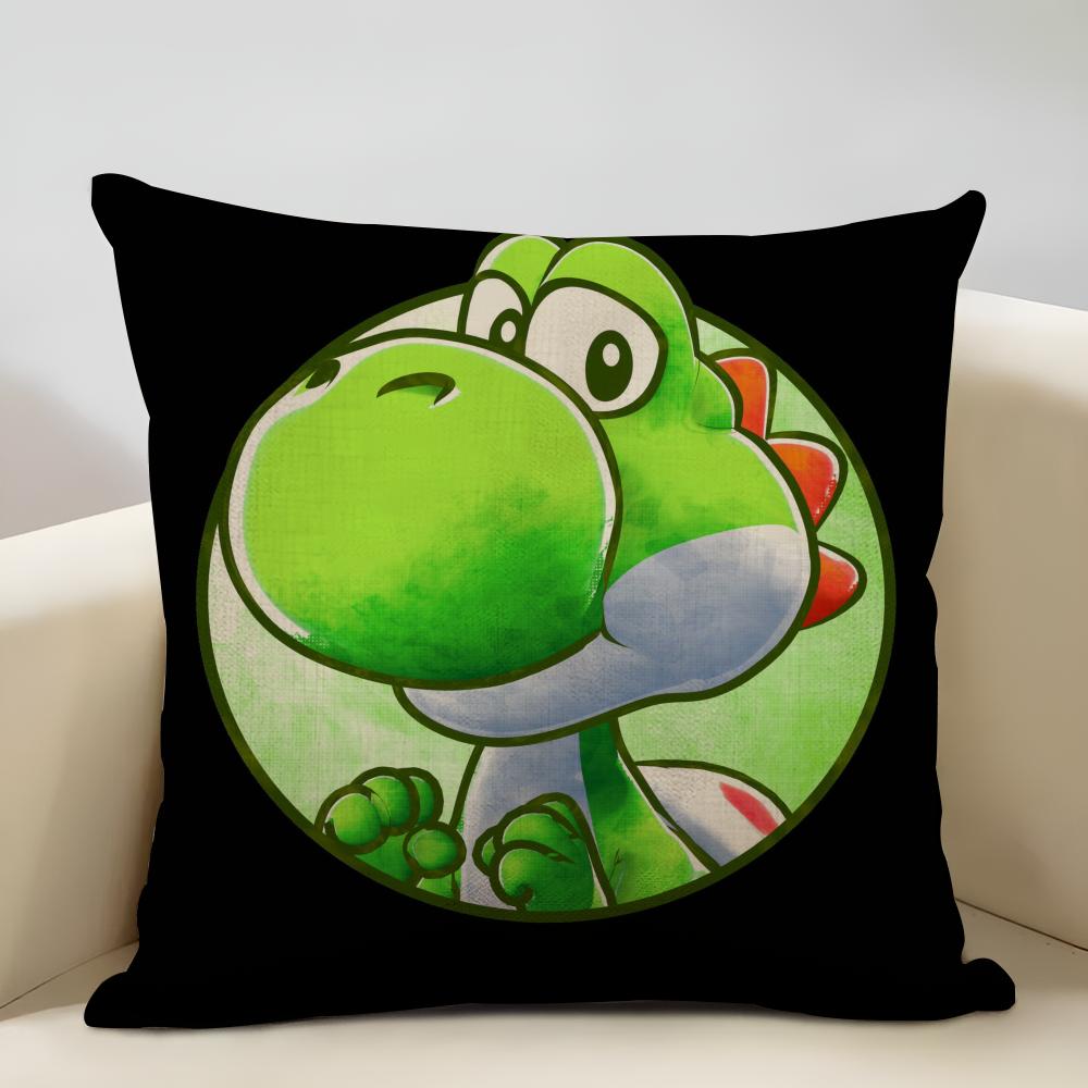 Mario Series Characters Cushion Household Decoration Linen Sofa Cushion Cover: Skin-Friendly & Breathable with Invisible Zipper
