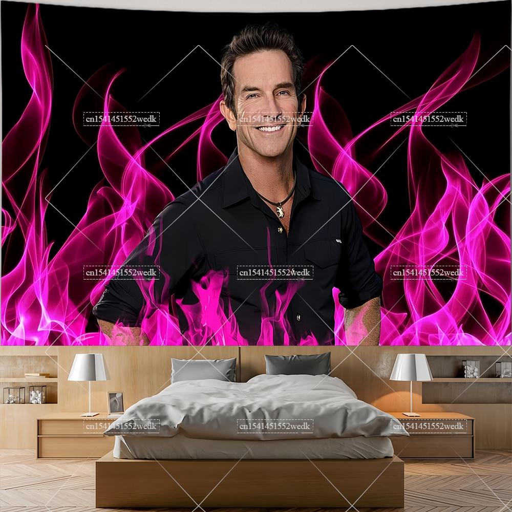 

Fire Dilf Hunter Tapestry Wall Hanging Y2k Pink Meme Flags Tapestrys Living Room Dorm Decor Aesthetic Home And Garden Banners 74x94cm(29x37in)