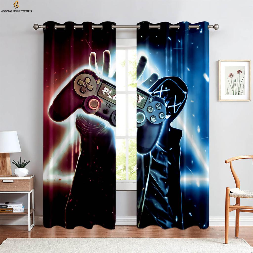 Cool Game Controller 3d Printed Curtains Suitable For Gaming Room Bedroom Study Room Decorative Curtains Home Decoration 2 PCS