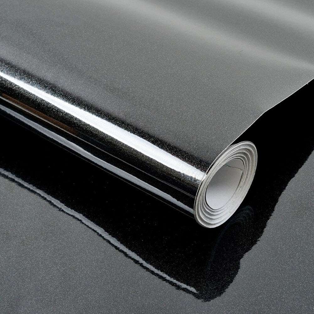 Tapeta samoprzylepna okleina meblowa czarna z brokatem 40x300cm