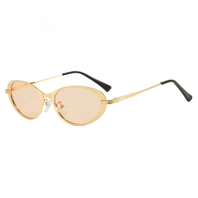 Fashion Retro Metal Frame Oval Sunglasses Women's INS Style Outdoor UV Protection Sun Glasses UV400 Shades Men's Goggles