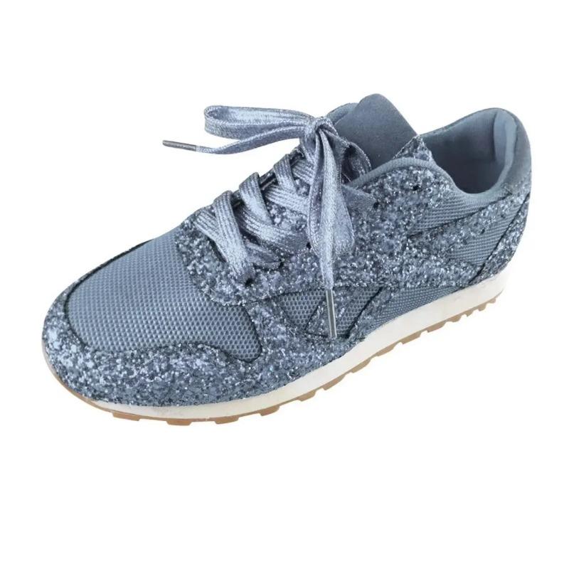 2025 New Women Flat Sneakers Casual Bling Vulcanized Shoes Women Mesh Lace Up Platform Plus Size Fashion Outdoor Woman Shoes