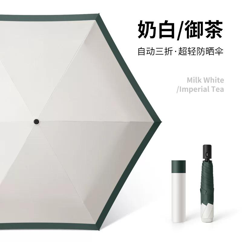 Fully Automatic Umbrella, Sunshade, Sun Protection, Uv Protection, Lightweight, Portable, Dual-Use for Sun and Rain, Folding Umbrella, Japanese-Style