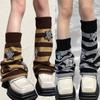 Harajuku Women Autumn Leg Warmers Socks Japanese Gothic Striped Sequins Stars Knitted Long Socks Punk Baggy Foot Covers