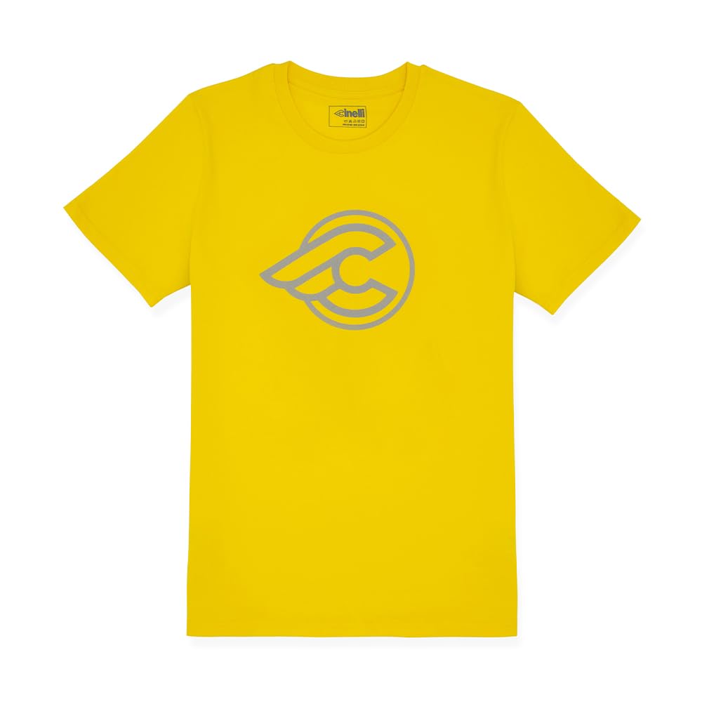 Cinelli REFLECTIVE-LOGO T-Shirt, Gold, Yellow, Size S