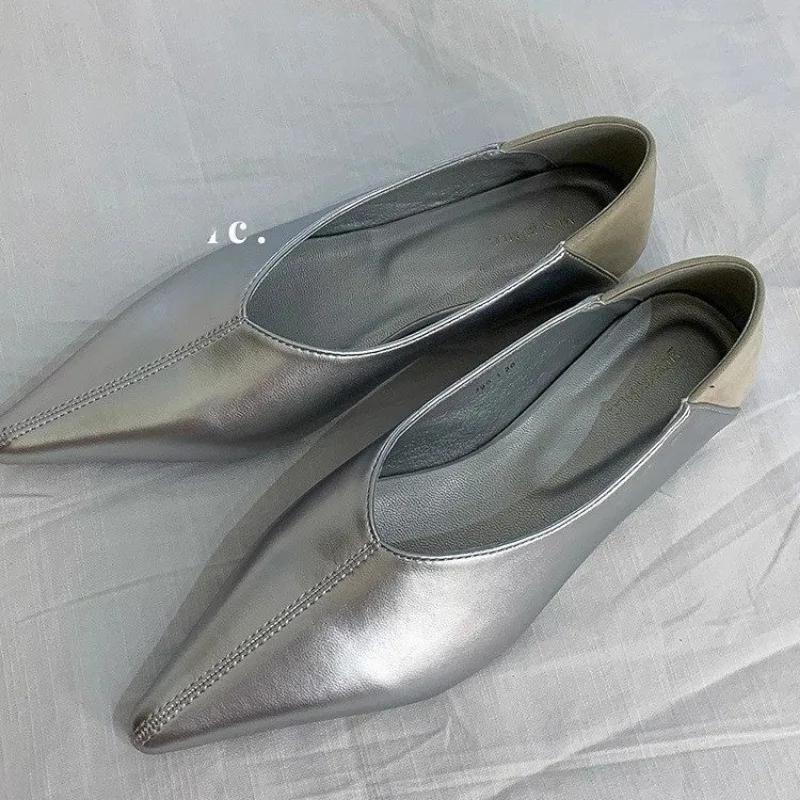 Fashion Elegant Women Flat Fashion Shallow Slip on Ladies Elegant Boat Shoes Soft Flat Heel Dress Ballerinas Shoe Driving Shoes