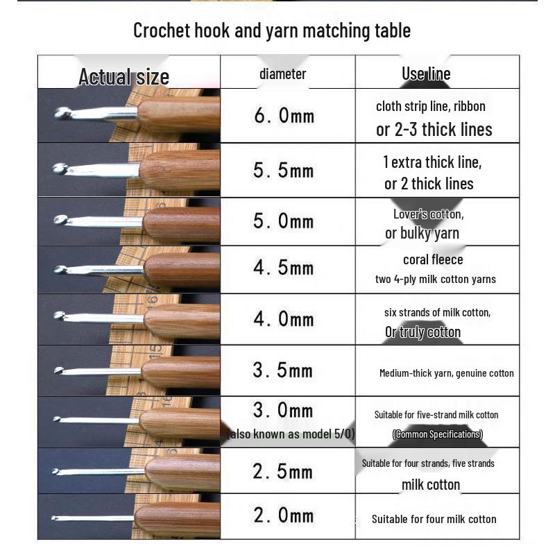

Бамбуковая и сандаловая ручка, крючок для вязания с головкой стандартного размера - Нескользящий инструмент для микро-вязания для шерстяных свитеров