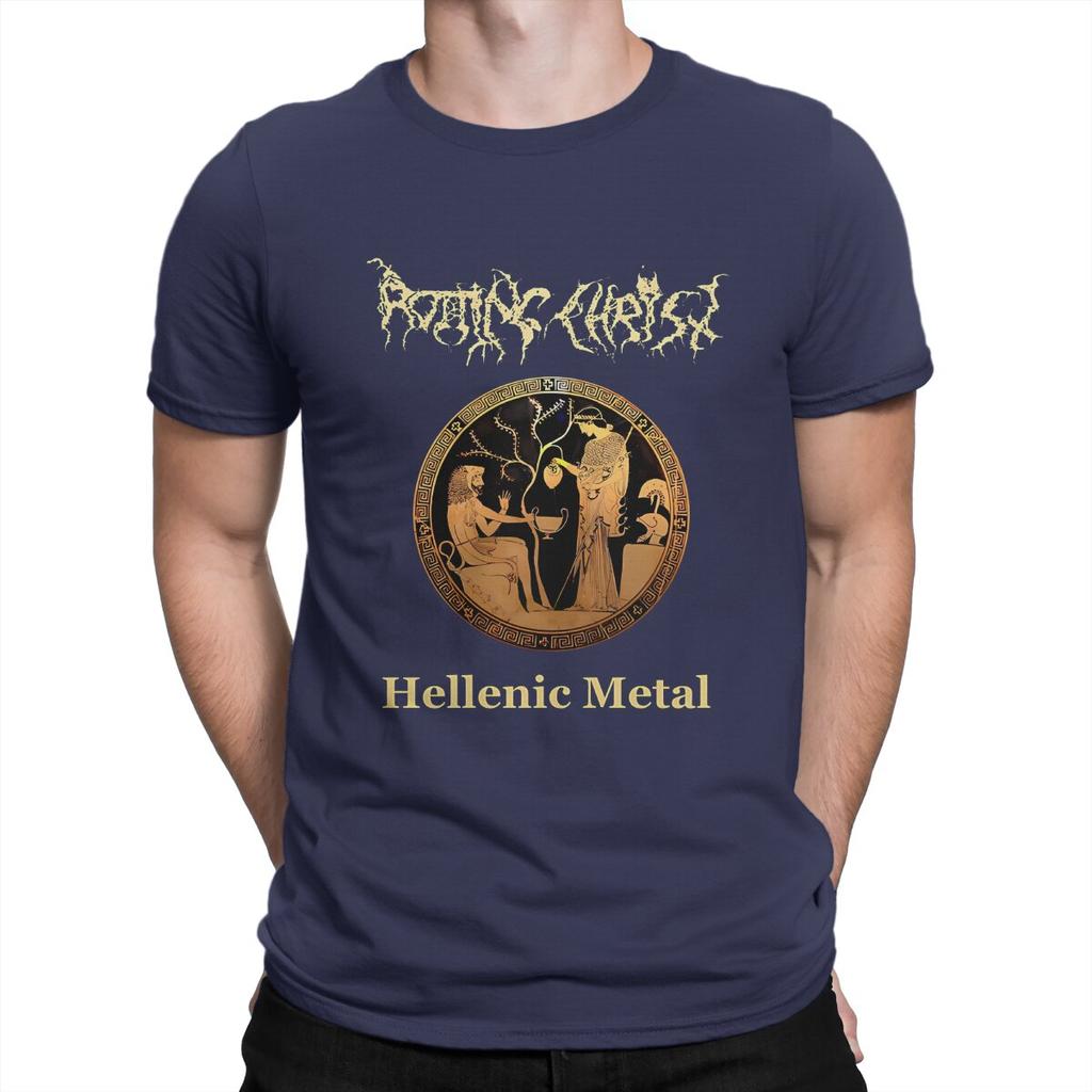 Men's Hellenic Metal- Greek Black Metal T Shirts Rotting Christ Pure Cotton Tops Awesome Short Sleeve Round Collar Tee Shirt