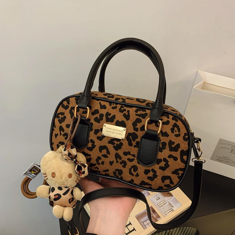 Geantă de bowling cu imprimeu leopard, Geantă pătrată mică portabilă de damă, Geantă de umăr versatilă de valoare ridicată