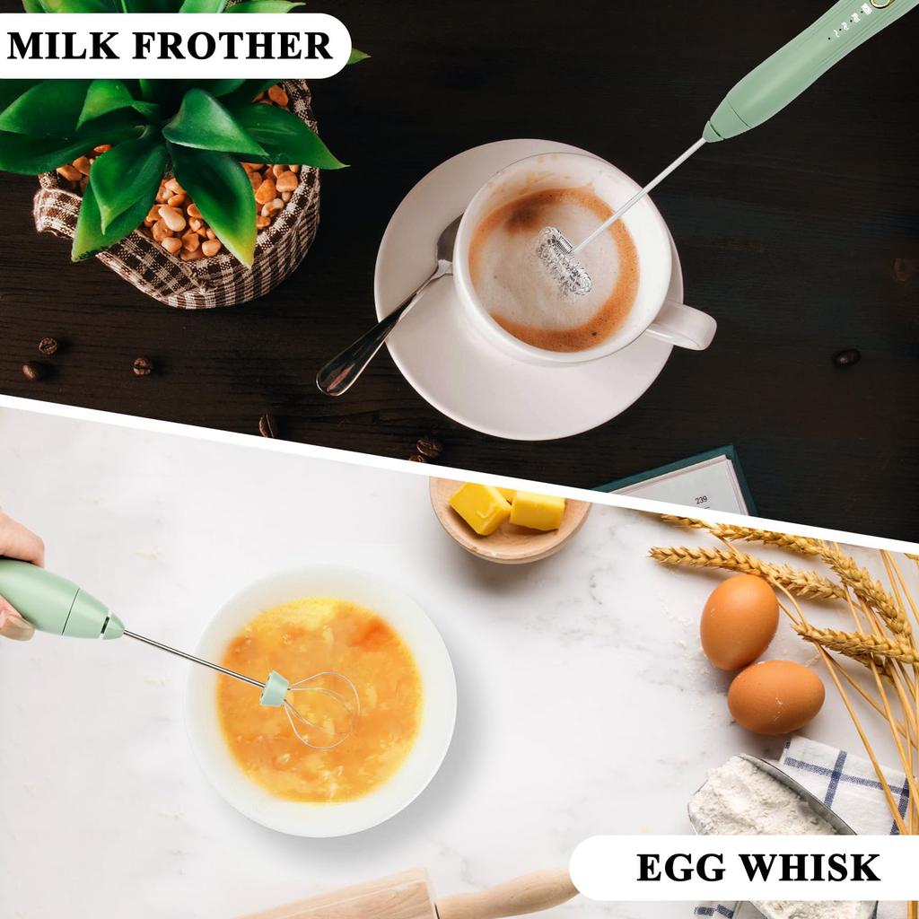 Hand Mixer Milk Frother for Coffee Matcha Handheld Foam Maker Electric Whisk Drink Mixer Rechargeable Egg Beater With Stand