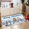 2D Flat Snow Scene Cottage And Snowman with Hat Pattern Design Velvet Non-Slip Floor Mat Christmas Entrance Welcome Non-Slip Door Mat Non-Clogging Ins