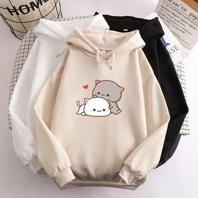 Kawaii Girl Anime Sweatshirt Fleece Harajuku Oversized Casual Pullover Cute Couple Valentine's Day Gift Hoodie