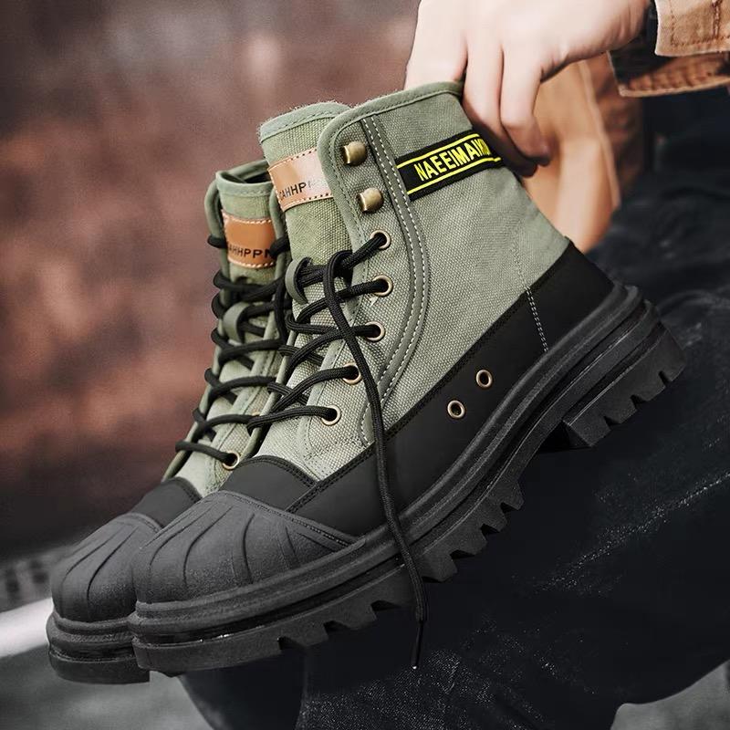 Men's High-top Boots Classics Canvas Casual Sports Boot Lace Up Desert Ankle Boot Safty Work Boots for Men Sneakers Botas Hombre