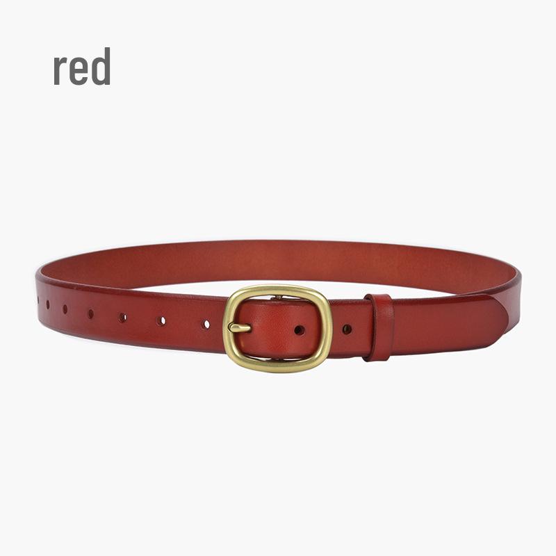 Women's Vintage Genuine Leather D-Ring Buckle Belt