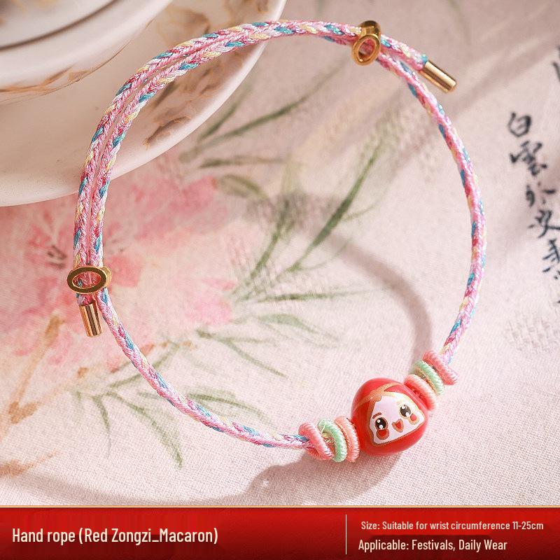 Five-Colored Dragon Boat Festival Zongzi Bracelet - Handmade Red Rope for Men, Women, Children, Baby Gifts