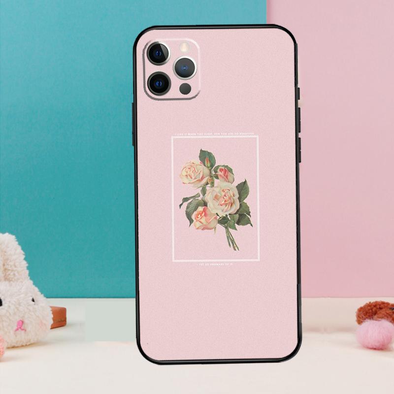 Aesthetics Flower Phone Case For iPhone 17 Air 16 15 13 12 11 14 Pro Max 12 13 mini 15 16 Plus 16e Cover Coque