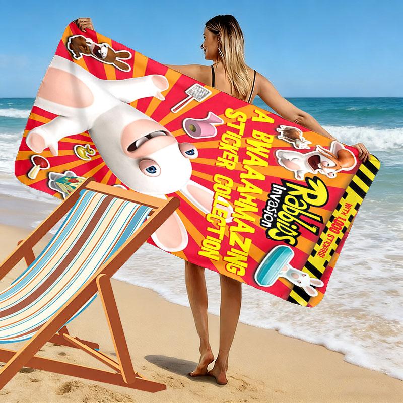 Rabbids Invasion Bliss Print Beach Towel, Large Soft Quick Dry Towel for Beach Camping Swimming