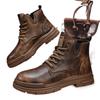 Martin Boots Autumn and Winter High-top British Style Casual Leather Shoes Soft Leather Brown Outdoor Short Boots