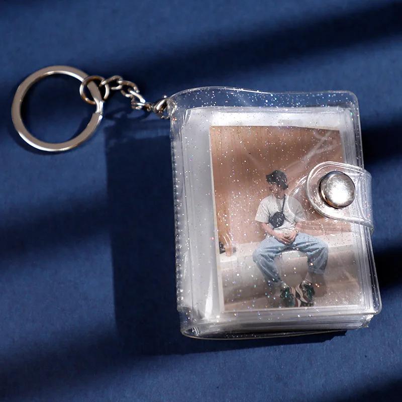 1 Inch 2 Inch Small Photo Album Mini Photos Collect Book Creative Card Holder with Keychain Instax Card Bag Photocard Holder