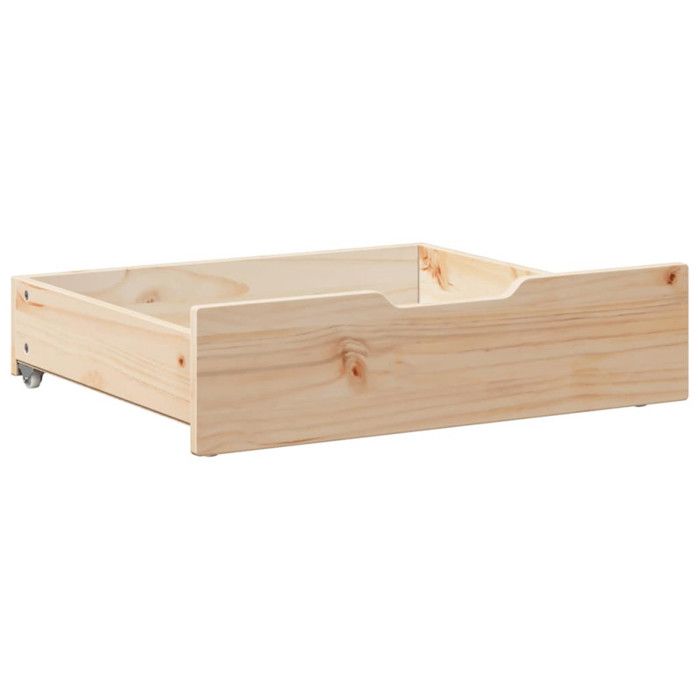 Tiroirs sous le lit avec roulettes 2 pcs 65x55x16 cm pin massif